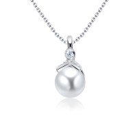 CZ With Pearl Silver Necklace SPE-3317